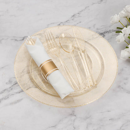 Goodluck 350 Piece Gold Glitter Plastic Dinnerware Set for 50 Guests