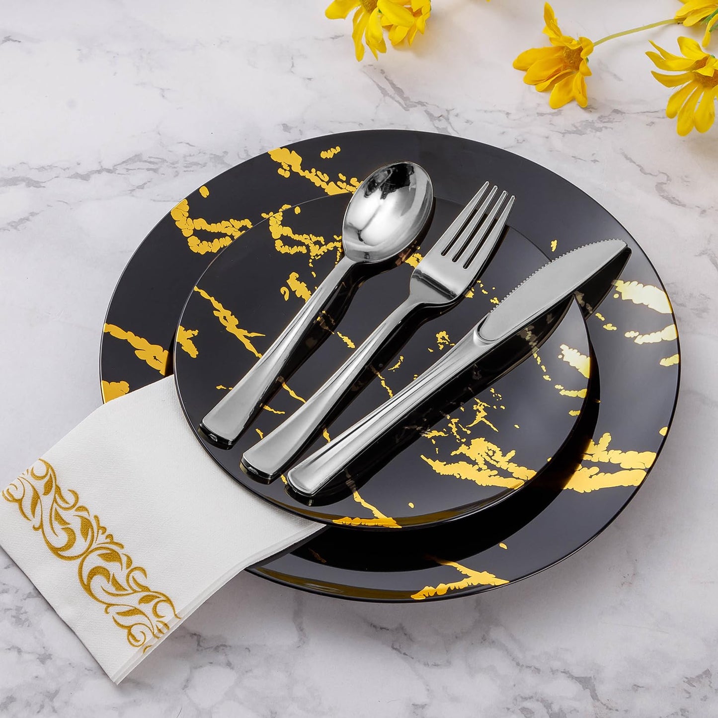 Goodluck Disposable Heavy Duty Silver Plastic Forks for Weddings, Parties, Dinners