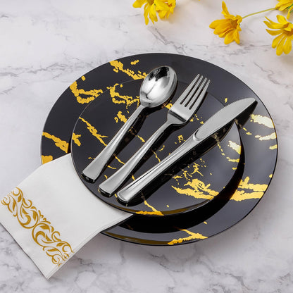 Goodluck Disposable Heavy Duty Silver Plastic Forks for Weddings, Parties, Dinners