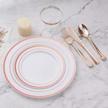 Goodluck Disposable Rose Gold Plastic Dinnerware Set