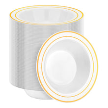 Goodluck 12-Ounce Disposable Soup Bowls with Gold Rims for Parties