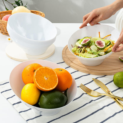 Goodluck Disposable 20 OZ Angled White Plastic Serving Bowls for Salad & Fruit