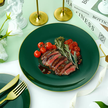 Goodluck Disposable Green and Gold Plastic Dinnerware Set