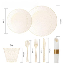 Goodluck Gold Glitter Plastic Dinnerware Set