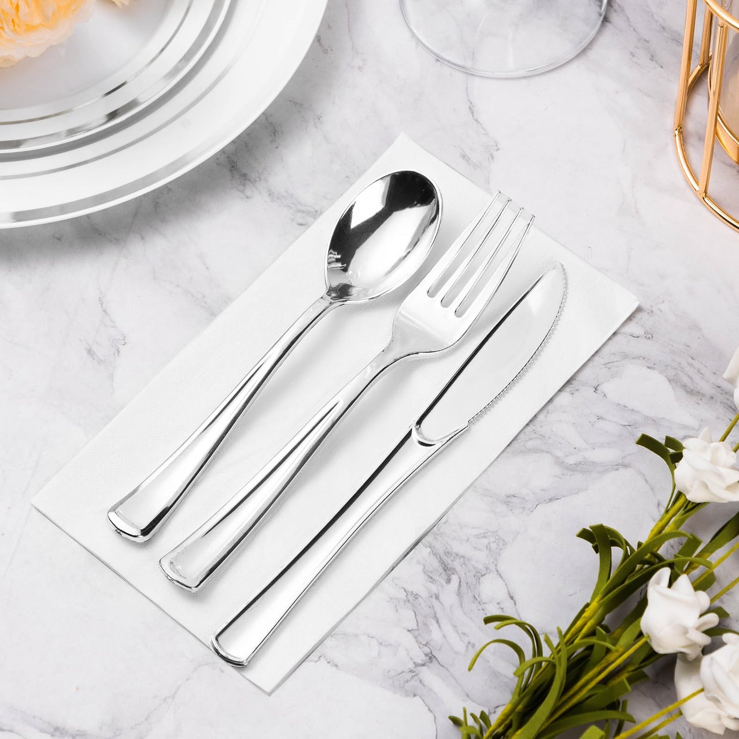 Goodluck 3-Ply White Disposable Hand Towels Soft Dinner Napkins Perfect for Kitchen, Dinner, Party, Wedding, or Event