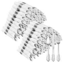 Goodluck 400 Pack Silver Plastic Silverware with Pre-Rolled Napkins for 100 Guests