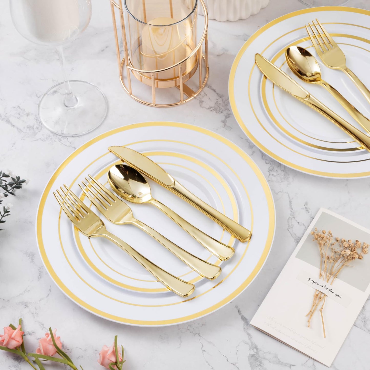 Goodluck Disposable Gold Plastic Utensils Set for Parties, Weddings, Catering and Daily Use