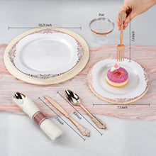 Goodluck 350PCS Disposable Rose Gold Plastic Dinnerware Sets for 50 Guests