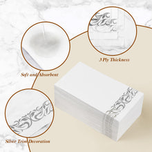 Goodluck 3-Ply Dinner Disposable Napkins with Silver Trim Perfect for Kitchen, Dinner, Party, Wedding, or Event