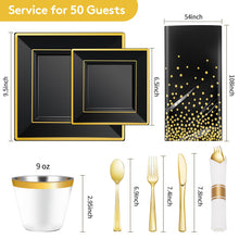 Goodluck 352-Piece Black with Silver Dinnerware Set for 50 Guests