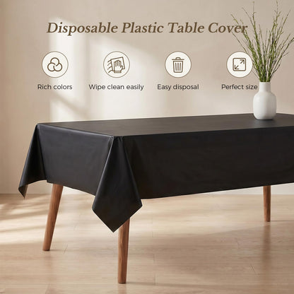 54 x 108 Inch Rectangle Disposable Plastic Tablecloth for Party, Picnic, and Barbecue