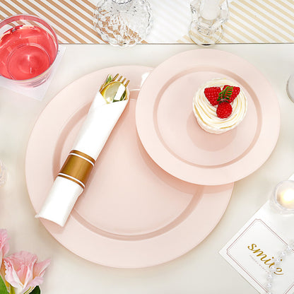 Celebration High-Heavy Pink Plastic Dinnerware Set for Wedding, Graduation
