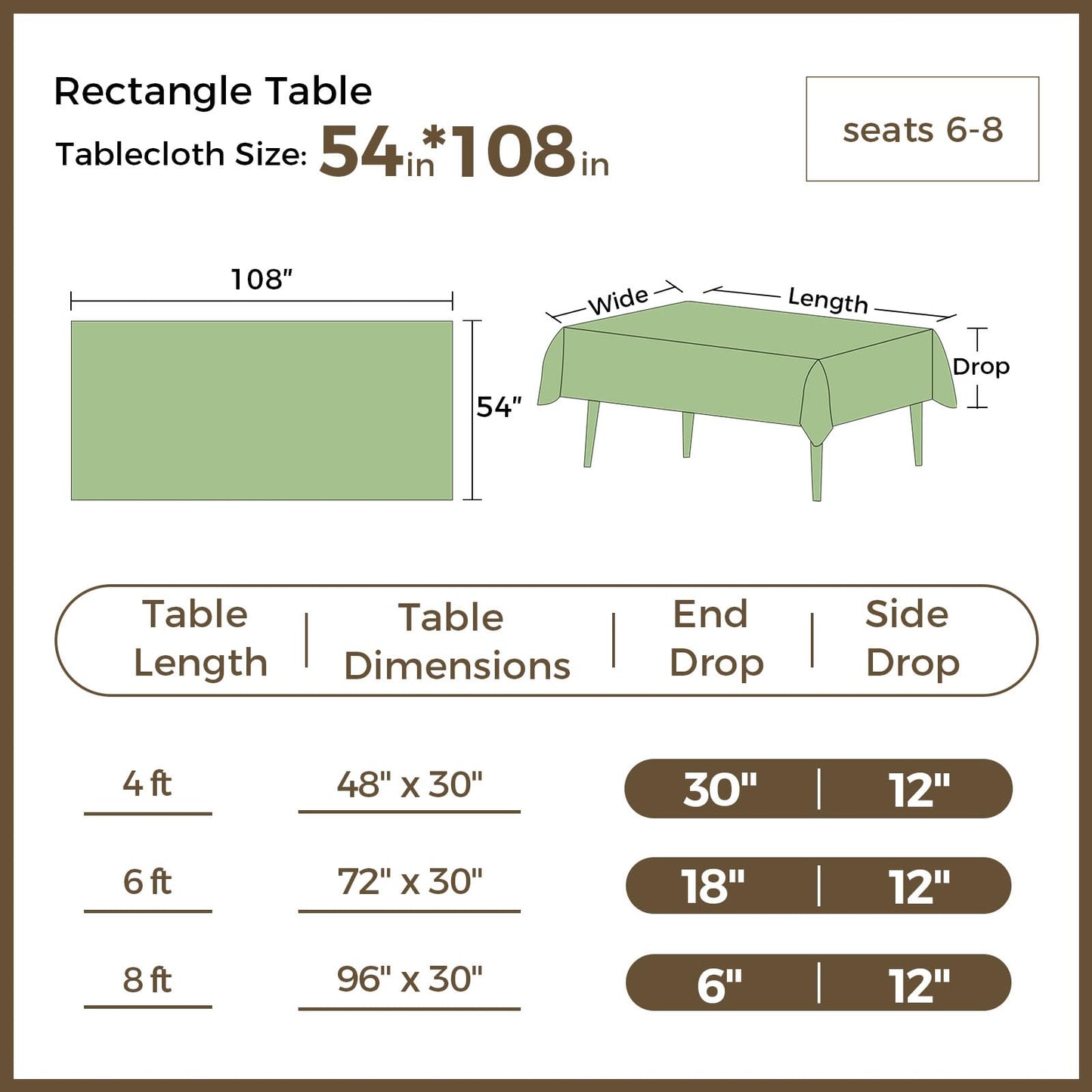 54 x 108 Inch Rectangle Disposable Plastic Tablecloth for Party, Picnic, and Barbecue