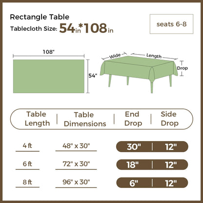 54 x 108 Inch Rectangle Disposable Plastic Tablecloth for Party, Picnic, and Barbecue