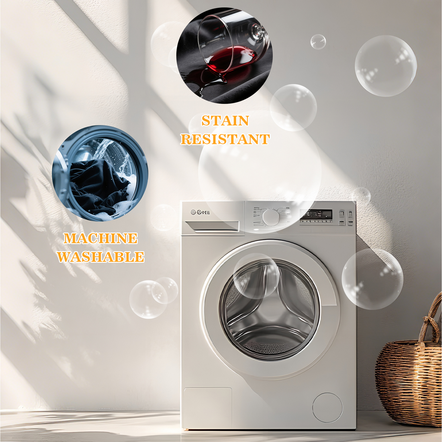 Goodluck 6 Pack Fabric Washable Decorative Black Round Polyester Table Cloths for Halloween, Parties, Weddings, Holiday, Events