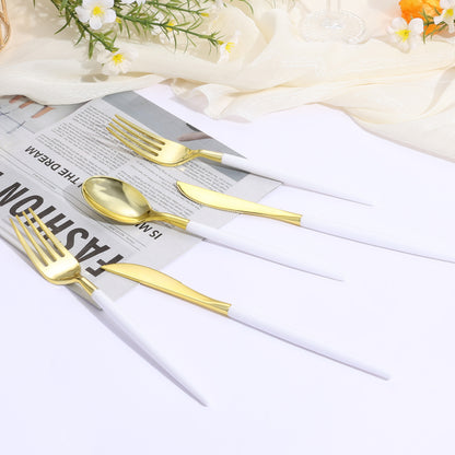 90 Pcs Heavy Duty Disposable Gold Plastic Silverware Set, Perfect for Wedding, Birthday, Party, Graduation