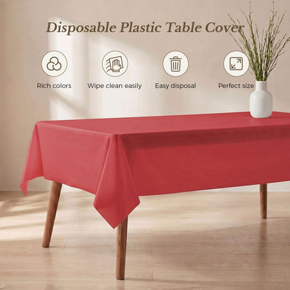 54 x 108 Inch Rectangle Disposable Plastic Tablecloth for Party, Picnic, and Barbecue