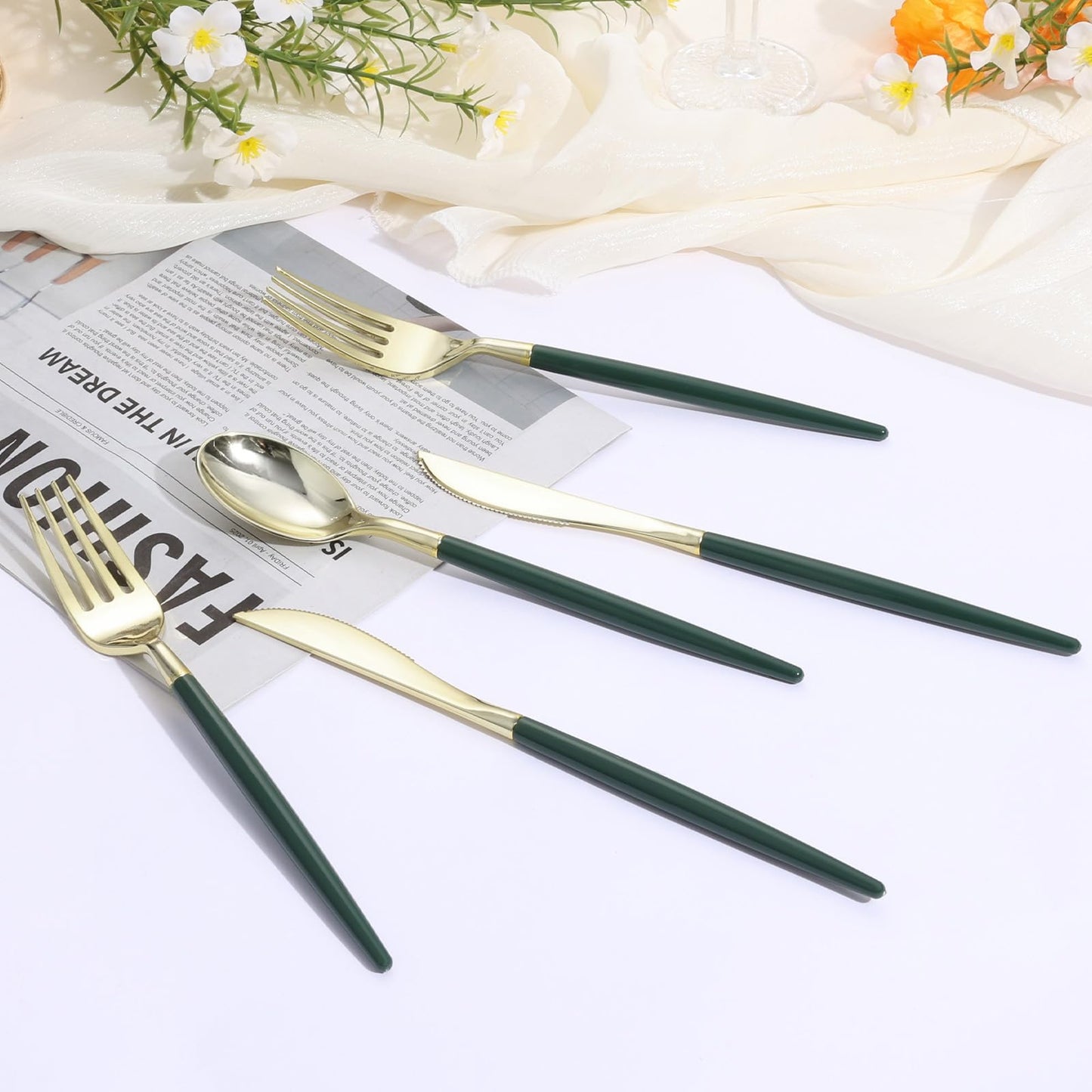 90 Pcs Heavy Duty Disposable Gold Plastic Silverware Set, Perfect for Wedding, Birthday, Party, Graduation