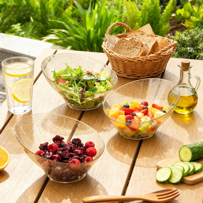 Disposable 20 OZ Angled Plastic Serving Bowls for Salad & Fruit