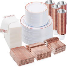 Goodluck 700-Piece Disposable Rose Gold Plastic Dinnerware Set for 100 Guests