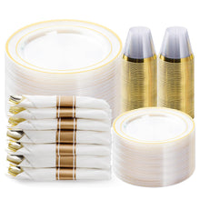 Goodluck 350-Piece Disposable Clear Gold Plastic Dinnerware Set for 50 Guests