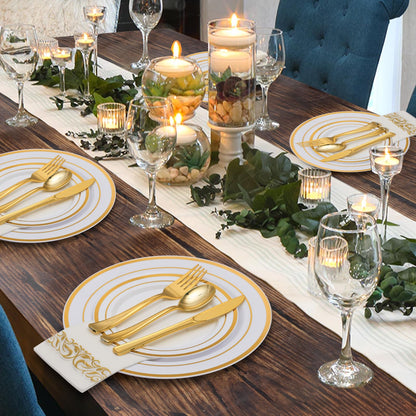 Goodluck Disposable Gold Plastic Cutlery Set  for Wedding, Party, Birthday, Holidays