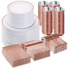 Goodluck Disposable Rose Gold Plastic Dinnerware Set