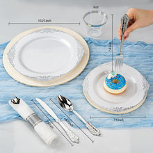 Goodluck 350PCS Disposable Silver Plastic Dinnerware Sets for 50 Guests
