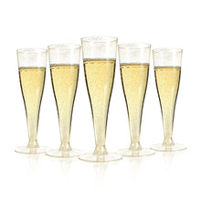 Goodluck 4.5 oz Disposable Gold Glitter Plastic Stemware for Party, Mimosa Bar, Wedding, Anniversary, and Graduation