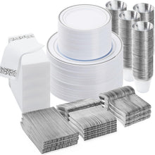 Goodluck 700-Piece Disposable Silver Plastic Dinnerware Set for 100 Guests