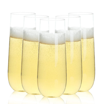 9 oz Disposable Stemless Plastic Champagne Flutes for Party, Graduation,Wedding