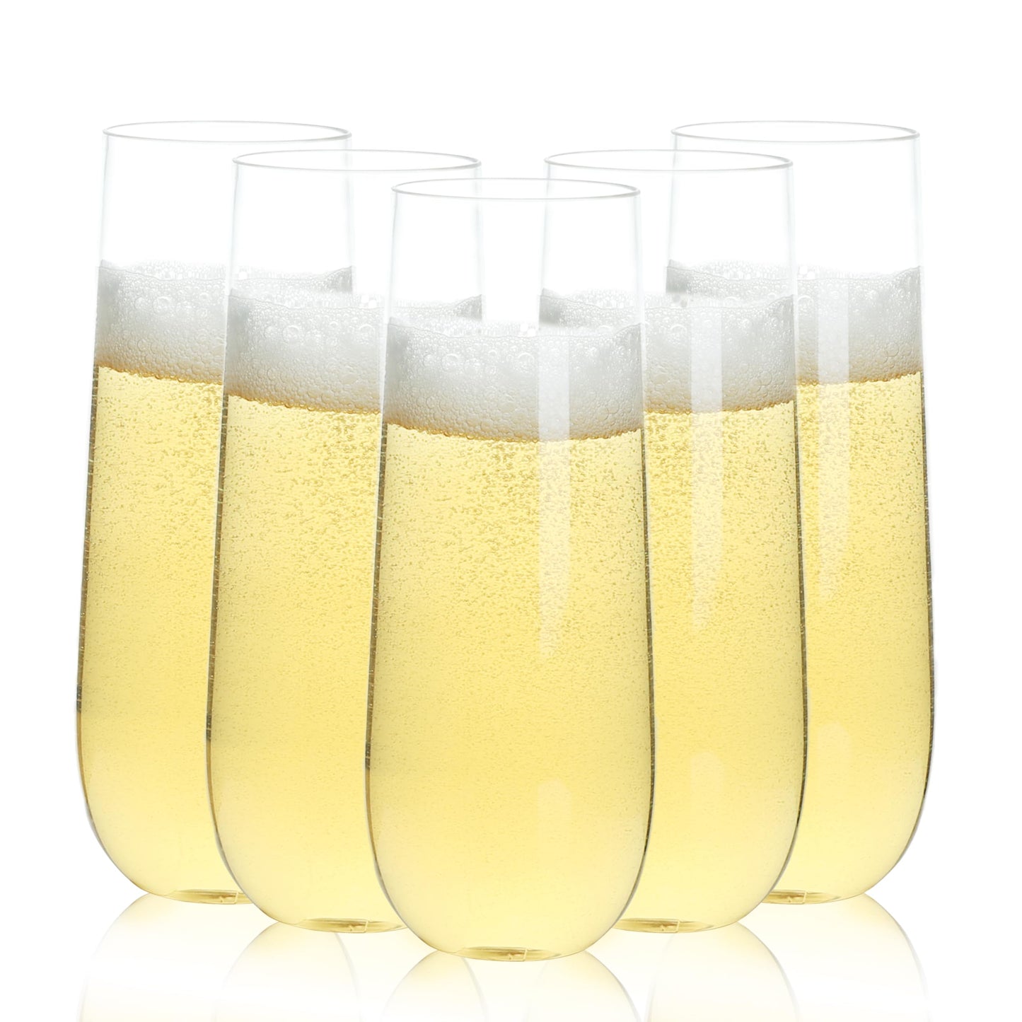 Goodluck 9 oz Disposable Stemless Clear  Plastic Champagne Flutes for Party, Graduation & Wedding