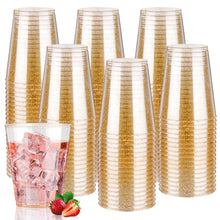 Goodluck 12 oz Disposable Gold Glitter Plastic Cups