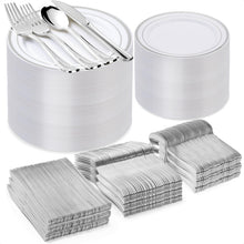 Goodluck 600-Piece Disposable Silver Plastic Dinnerware Set for 100 Guests