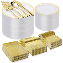 Goodluck 600-Piece Disposable Gold Dinnerware Set for 100 Guests