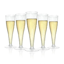 Goodluck 100 Pack 4.5 oz Disposable Silver Glitter Plastic Stemware for Party, Mimosa Bar, Wedding, Anniversary, and Graduation