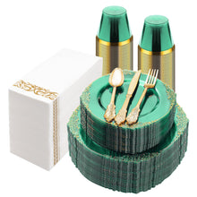 Goodluck Disposable Clear Green Plastic Dinnerware Sets