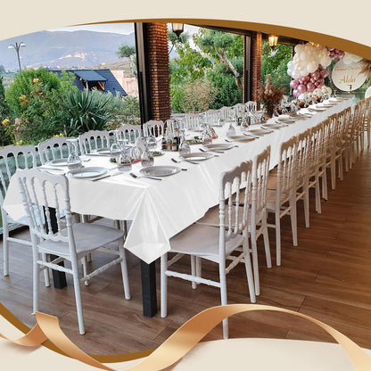 Goodluck 54 Inch X 300 Feet White Plastic Table Cloths with Cutter Box