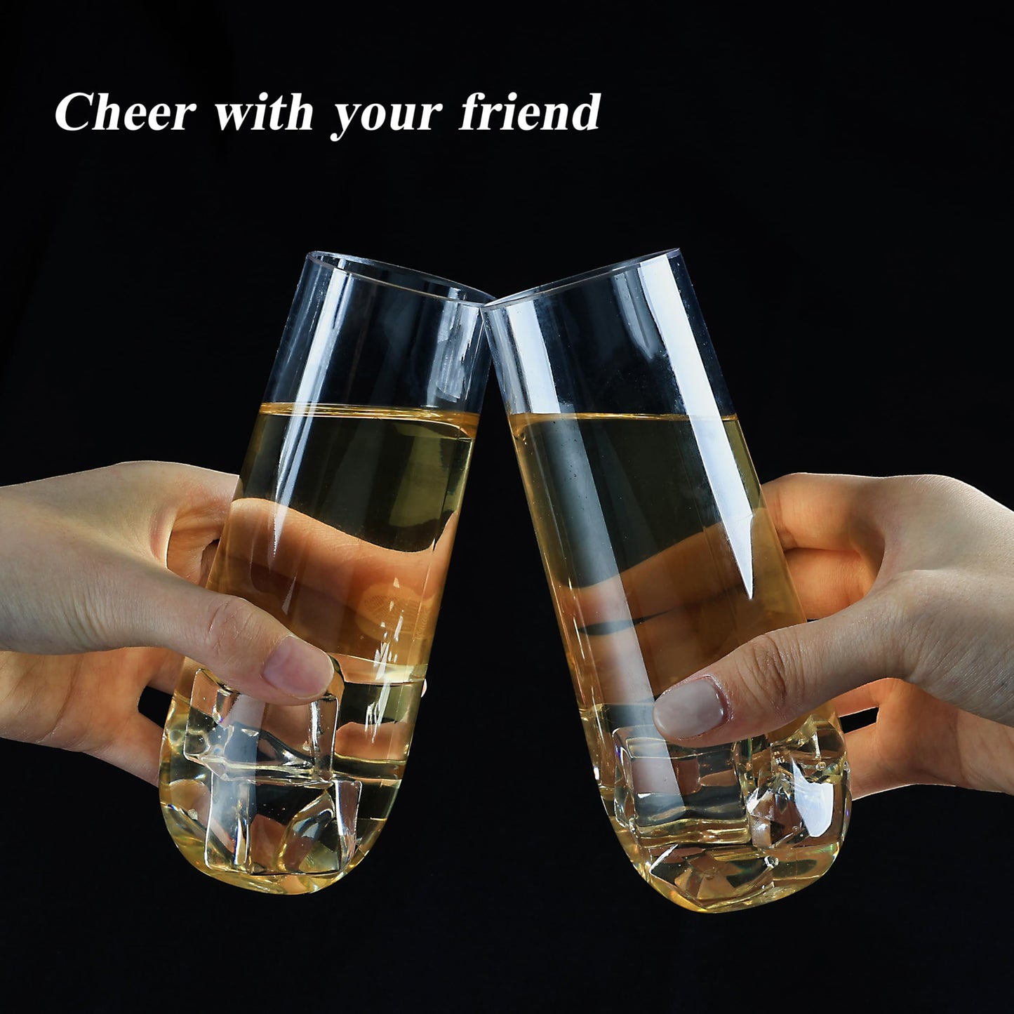 Goodluck 9 oz Disposable Stemless Clear  Plastic Champagne Flutes for Party, Graduation & Wedding