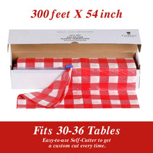 Goodluck 54 Inch X 300 Feet Red Checkered Plastic Tablecloths with Cutter Box
