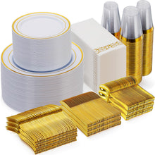 Goodluck 700 Piece Disposable Gold Dinnerware Set for 100 Guests