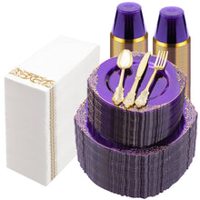 Goodluck Disposable Retro Clear Purple Dinnerware Sets