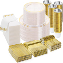 Goodluck 700-Piece Clear Gold Disposable Dinnerware Set for 100 Guests