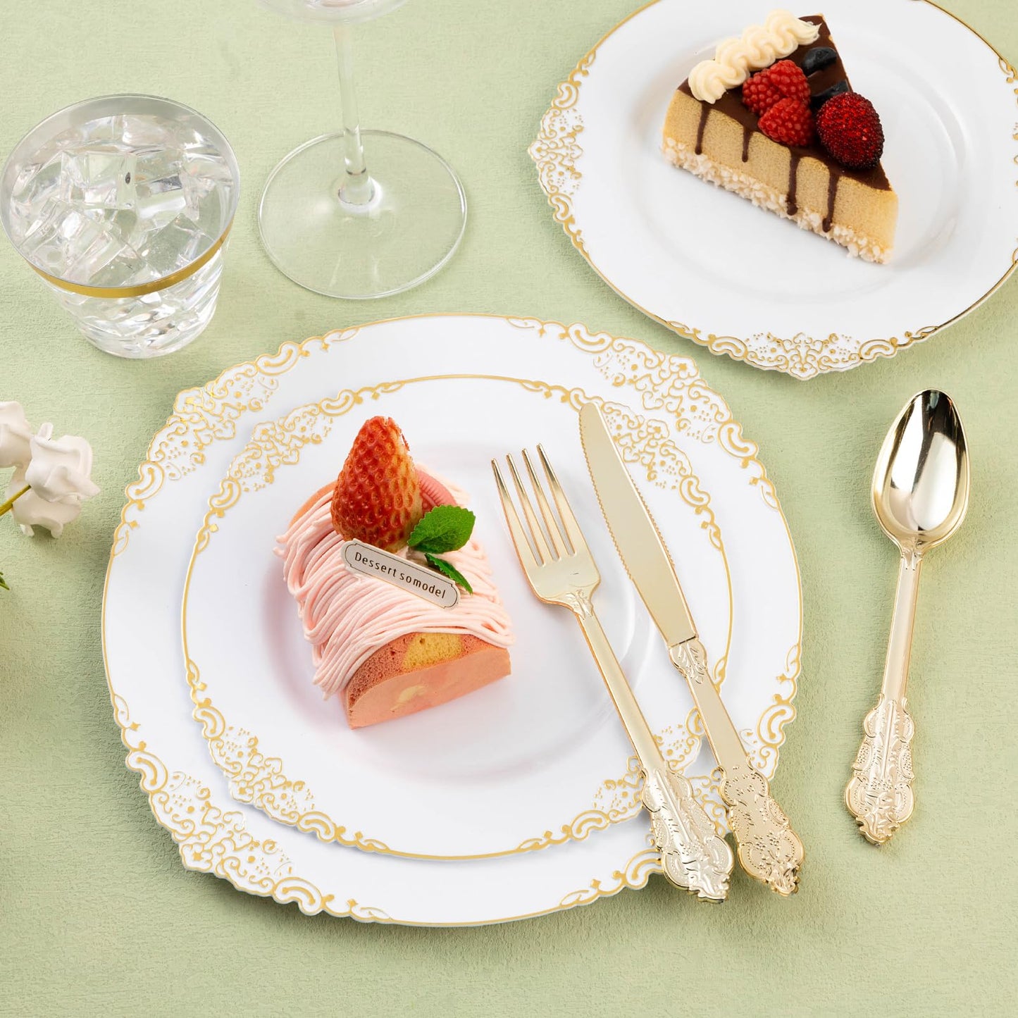 Goodluck 75PCS Disposable Heavy Duty Gold Plastic Silverware for 25 Guests