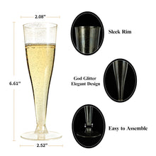 Goodluck 4.5 oz Disposable Gold Glitter Plastic Stemware for Party, Mimosa Bar, Wedding, Anniversary, and Graduation
