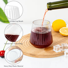 Goodluck 36 Pcs 12 oz Plastic Clear Ribbed Wine Glasses for Champagne and Whiskey