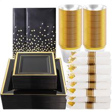 Goodluck 352-Piece Black with Silver Dinnerware Set for 50 Guests