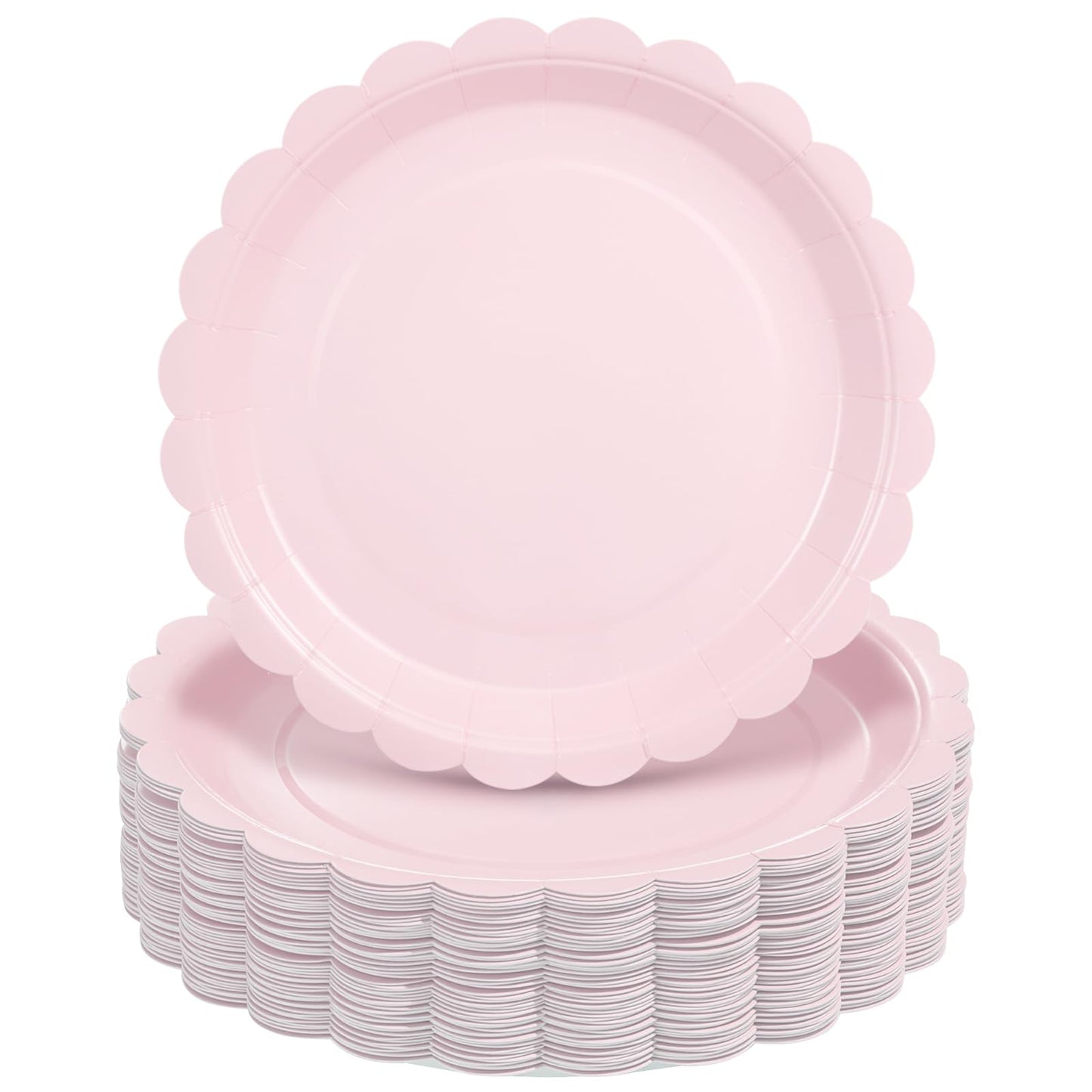 50 PCS 7 in Scalloped Disposable Dessert Plates for Wedding, Baby Shower, Birthday Party