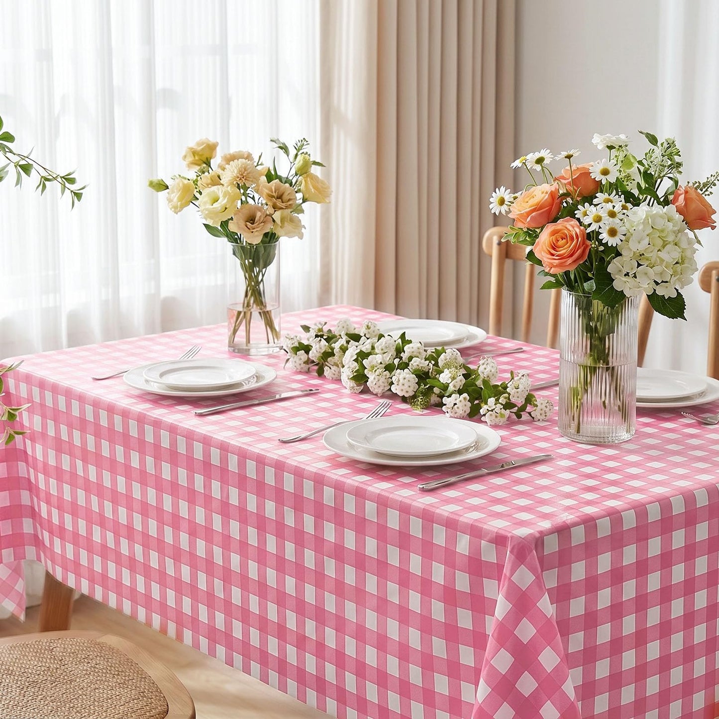 54 x 108 Inch Rectangle Disposable Plastic Tablecloth for Party, Picnic, and Barbecue