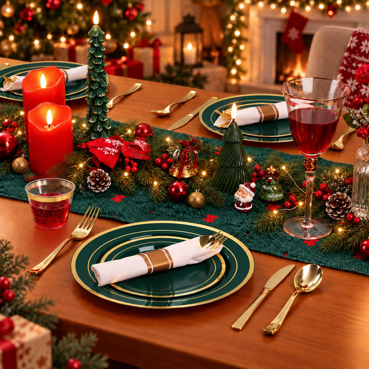Elegant Dinnerware Set with Pre-Rolled Napkins